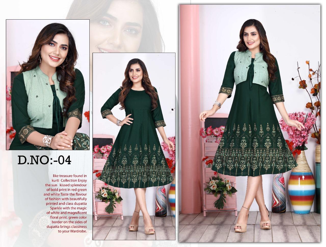 Golden Evika 1 New Latest Fancy Wear Kurti With Jacket Collection